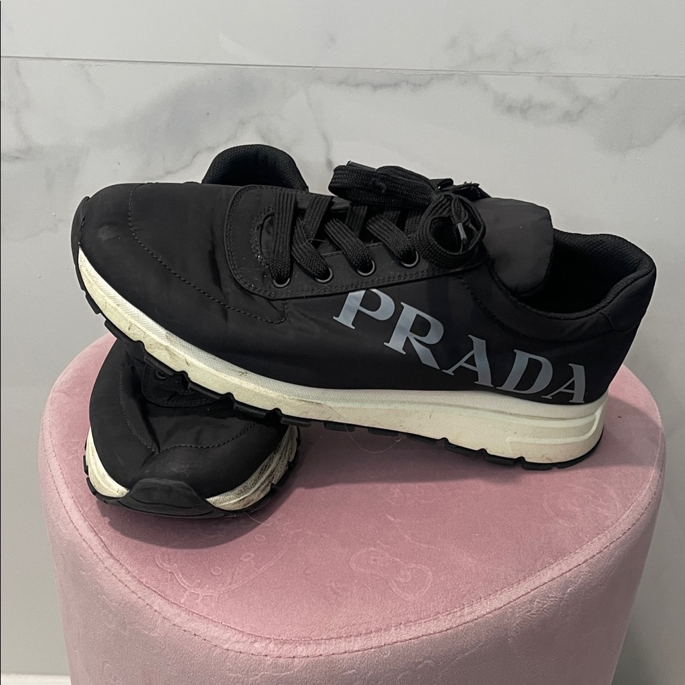Prada Black and White Athletic Shoes